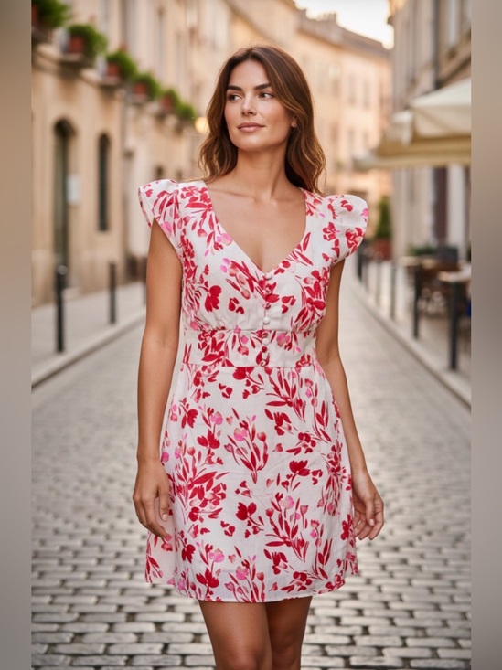 Banana Republic Dresses & Skirts - Banana Republic Linen Blend Floral Spring Pink Coral Dress Size 8